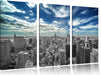 New York unter bewölktem Himmel Leinwandbild 3 Teilig