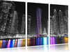 Skyline von Dubai bei Nacht Leinwandbild 3 Teilig