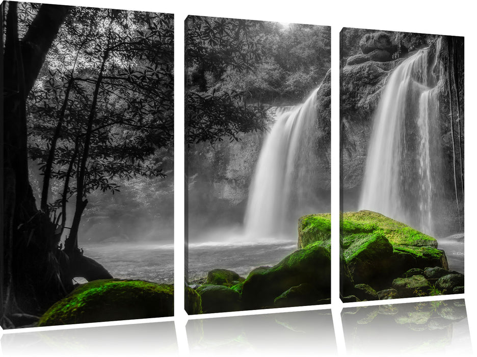 Wasserfall im Dschungel Leinwandbild 3 Teilig