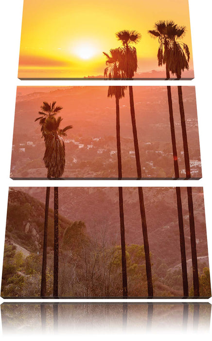 Palmen im Sonnenuntergang Leinwandbild 3 Teilig