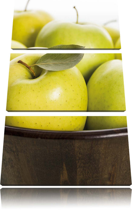 Apfel Schale mit grünen Äpfeln Leinwandbild 3 Teilig