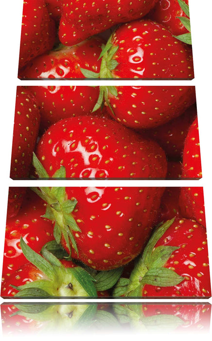 Erdbeere mit Frosch Leinwandbild 3 Teilig