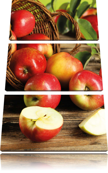 Äpfel Früchte Äpfelkorb Leinwandbild 3 Teilig