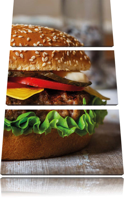 Hamburger Fast Food Leinwandbild 3 Teilig