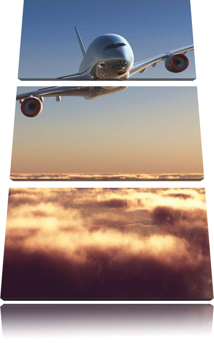 Flugzeug über den Wolken Leinwandbild 3 Teilig