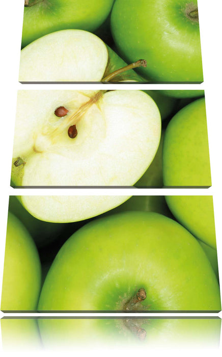 Grüne Äpfel Leinwandbild 3 Teilig