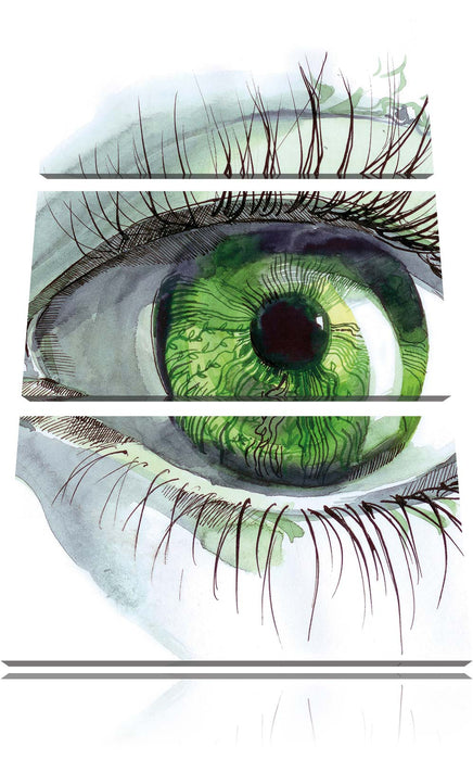 Grünes Auge Leinwandbild 3 Teilig