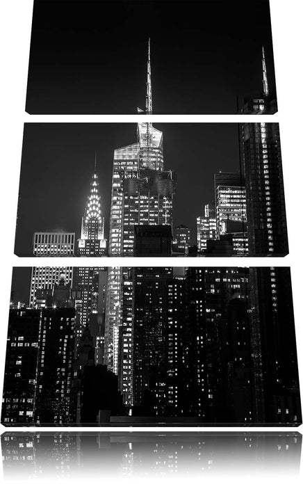 New York von oben schwarz weiß Leinwandbild 3 Teilig