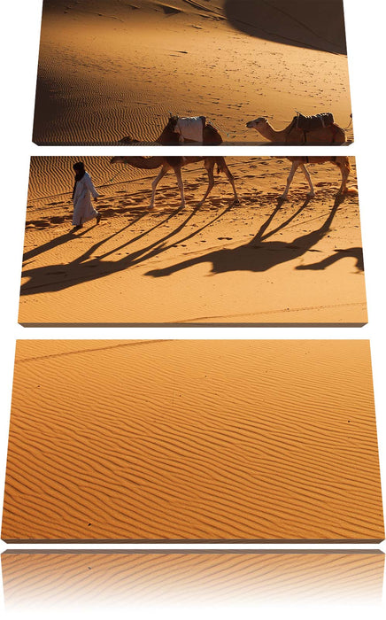Kamelkarawane in der Wüste Leinwandbild 3 Teilig