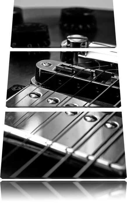 Black and White Guitar Gitarre Leinwandbild 3 Teilig