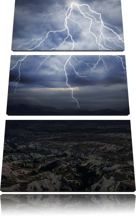 Blitze und Gewitter Leinwandbild 3 Teilig