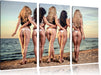 Fünf sexy Frauen am Strand Leinwandbild 3 Teilig