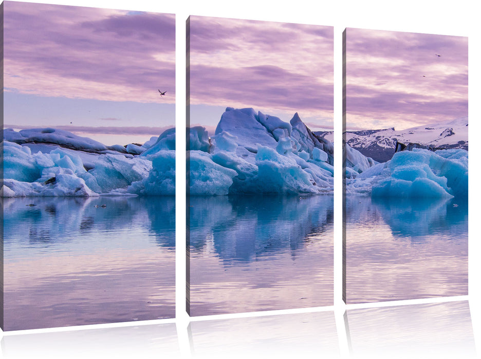 Wunderschöne Eisberglandschaft Leinwandbild 3 Teilig