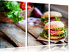 Leckere Burger Leinwandbild 3 Teilig