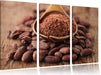Kakaopulver und Kakaobohnen Leinwandbild 3 Teilig