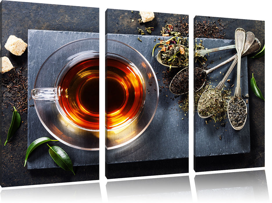 Heißer Kräutertee Leinwandbild 3 Teilig