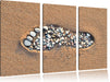 Fußabdruck im Sand Leinwandbild 3 Teilig