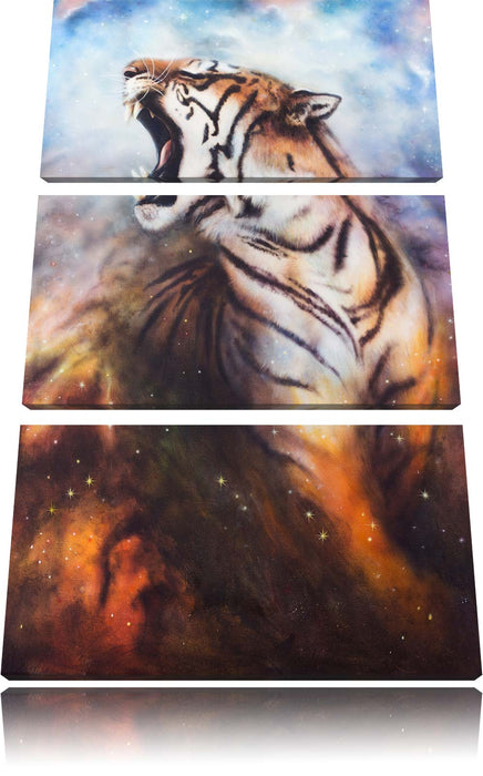 Gemälde eines Tigers Leinwandbild 3 Teilig
