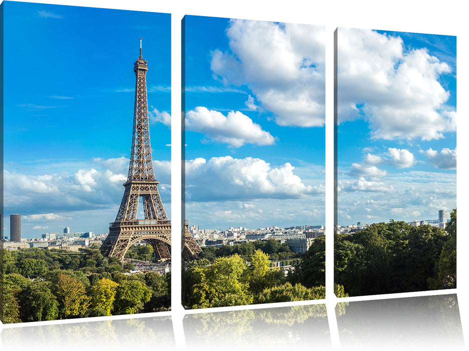 Riesiger Eiffelturm in Paris Leinwandbild 3 Teilig