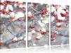 Vogelbeeren mit Schnee bedeckt Leinwandbild 3 Teilig