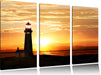 Leuchtturm im Sonnenuntergang Leinwandbild 3 Teilig