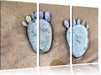 Fußabdrücke mit Steinen gelegt Leinwandbild 3 Teilig