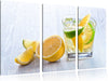 Gin Tonic Shot mit Zitronen Leinwandbild 3 Teilig