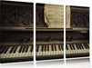 Klavier mit Notenblatt Leinwandbild 3 Teilig