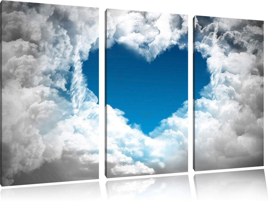 Romantisches Herz in den Wolken Leinwandbild 3 Teilig