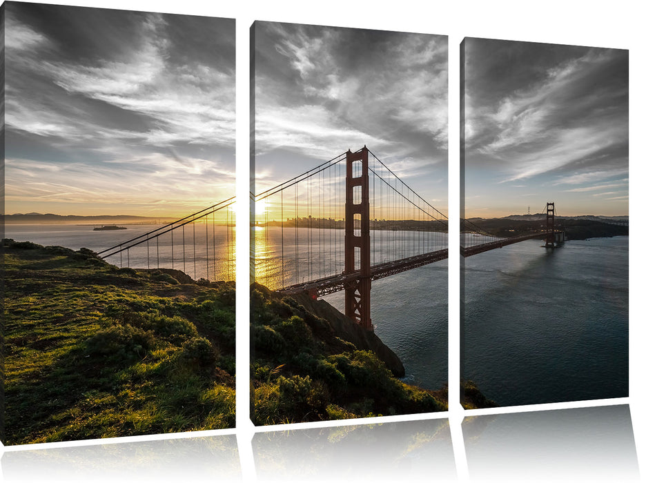Golden Gate Bridge Ausblick Leinwandbild 3 Teilig