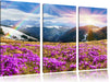 Berge mit Regenbogen Leinwandbild 3 Teilig