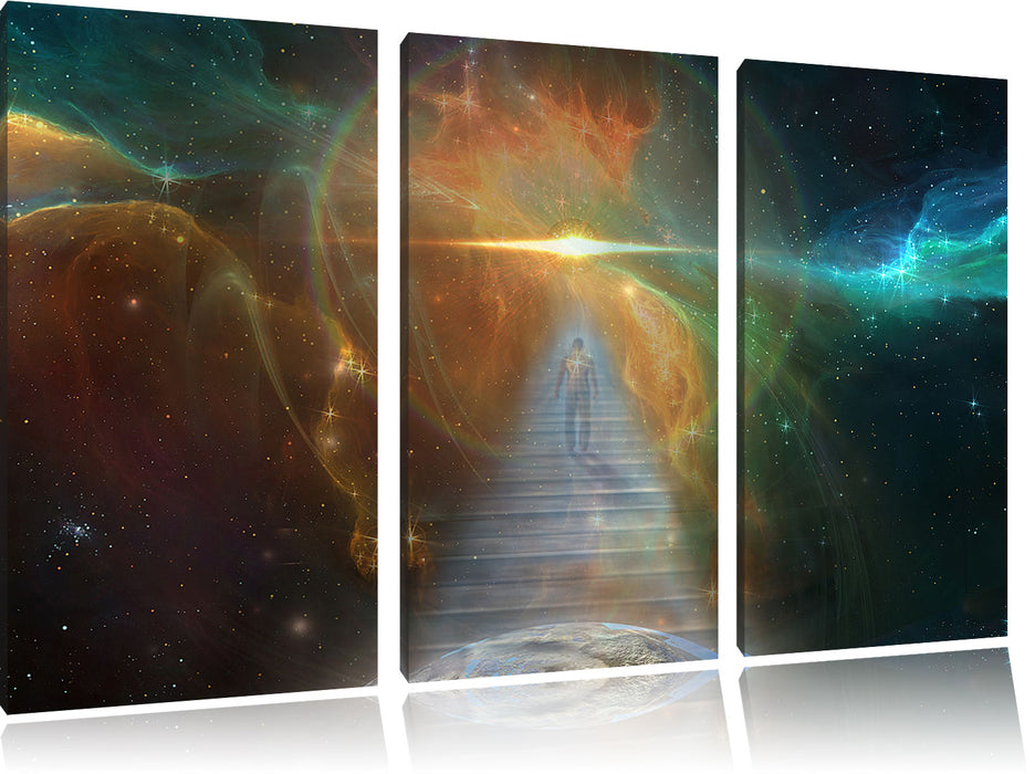 Kosmische Treppe in die Galaxis Leinwandbild 3 Teilig
