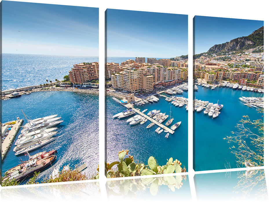 Atemberaubende Küste von Monaco Leinwandbild 3 Teilig