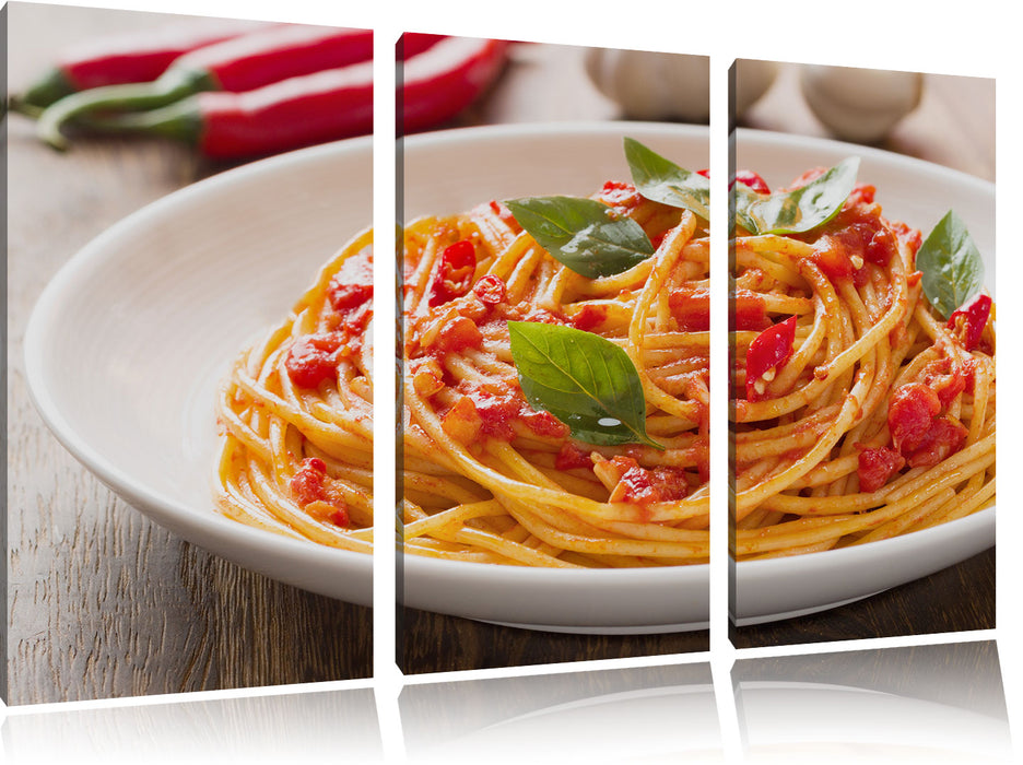 Rustikale italienische Spaghetti Leinwandbild 3 Teilig