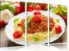 Spaghetti Bolognese auf dem Teller Leinwandbild 3 Teilig