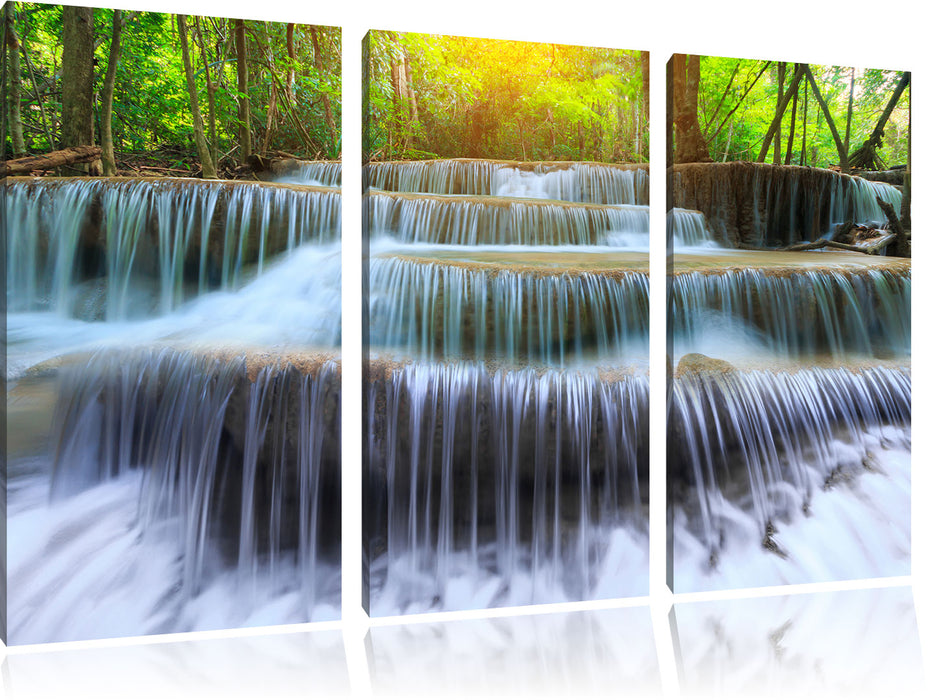 Wasserfall im Regenwald Leinwandbild 3 Teilig