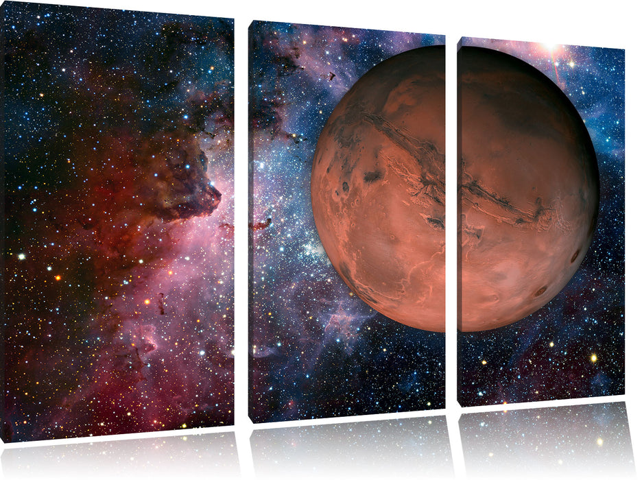 Mars im Weltall Leinwandbild 3 Teilig
