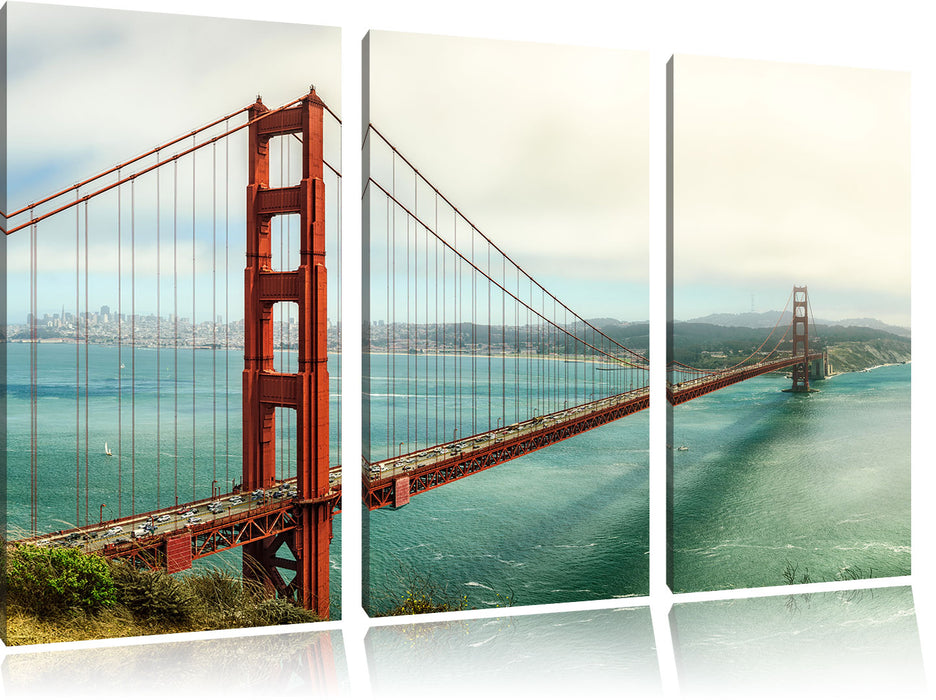 Golden Gate Bridge Leinwandbild 3 Teilig