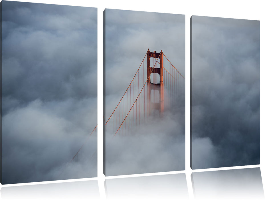 Golden Gate Bridge über den Wolken Leinwandbild 3 Teilig