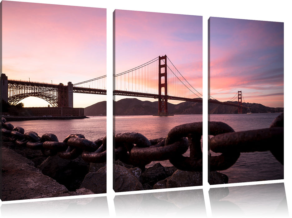 Golden Gate Bridge Leinwandbild 3 Teilig