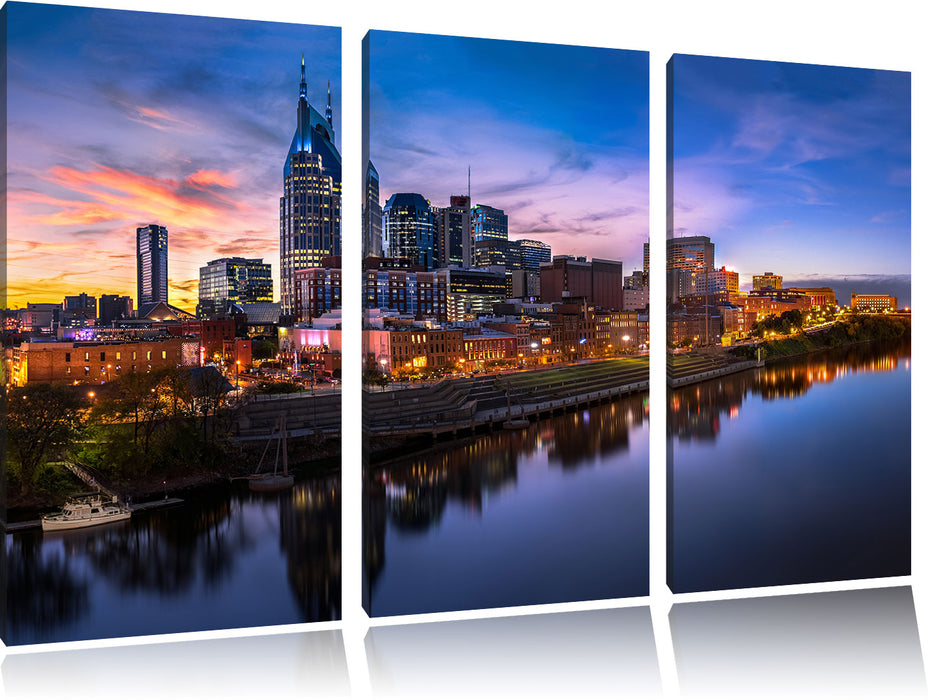 Nashville Skyline Panorama Leinwandbild 3 Teilig