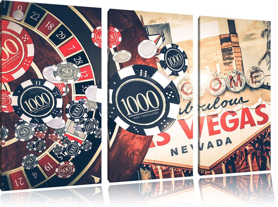 Las Vegas Casino Roulette Leinwandbild 3 Teilig