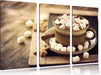 Kakaogetränk mit Marshmallows Leinwandbild 3 Teilig