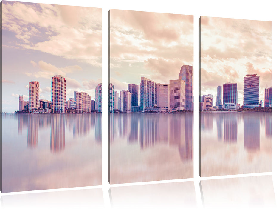 Miami Florida Skyline Leinwandbild 3 Teilig