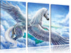 Pegasus fliegt über den Wolken Leinwandbild 3 Teilig