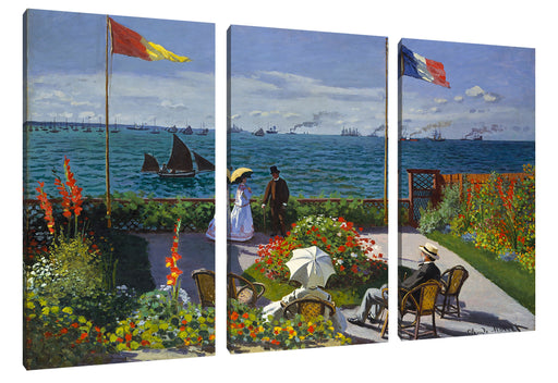 Claude Monet - Garten in Sainte-Adresse Leinwanbild 3Teilig