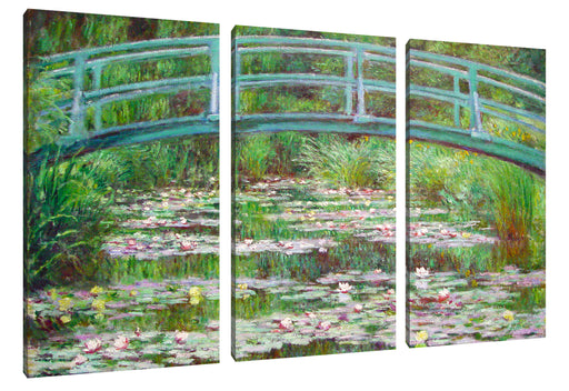Claude Monet - japanische Brücke über den Seerosenteich I Leinwanbild 3Teilig