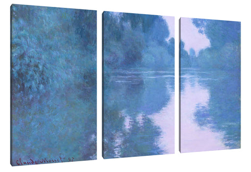Claude Monet - Morgen an der Seine nahe Giverny Leinwanbild 3Teilig