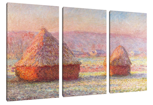 Claude Monet - Heuhaufen Leinwanbild 3Teilig