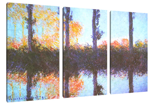 Claude Monet - Die vier Pappeln Leinwanbild 3Teilig